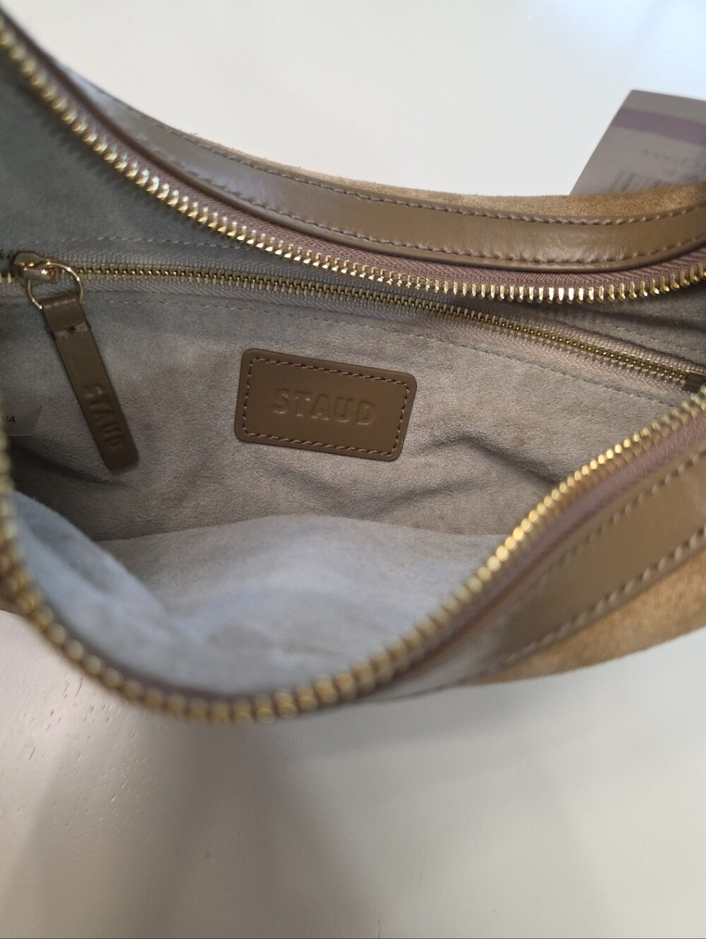 Staud Alden Suede Shoulder Bag In Hazel - Picture 6 of 10